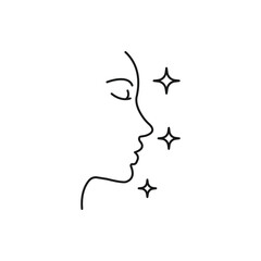 Skin care icon. Simple outline style. Face, beauty, health, woman, healthy, mask, clean, fresh, girl, acne, cleansing concept. Vector illustration isolated on white background.