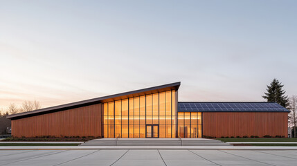 Community center showcasing energy-efficient technologies