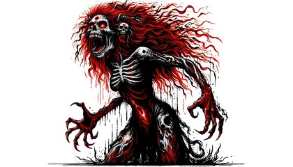 Gothic Red-Haired Monster Apocalypse tattoo Art	

