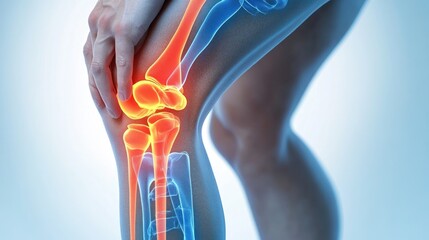 Illustration of knee pain with highlighted joint area.