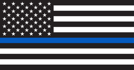 Memorial Law Enforcement Thin Blue Line US, USA, American Police Flag Illustration