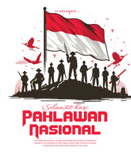 Selamat Hari Pahlawan Nasional Indonesia Heroes Day on 10th November Social Media Post Banner