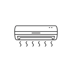 Air Conditioner Outline Icon. AC Line Art Logo. Vector Illustration. Isolated on White Background.