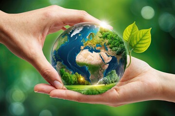 Human Hand Linking with Nature�s Wonders to Inspire Love and Environmental Action