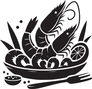 recommend clip art: Shrimp Silhouette isolated on white background Minimalist crayfish vector shape