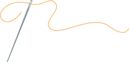 Sewing needle and thread icon, doodle tailor craft decoration element, cartoon dressmaking accessories design, vector sewing tool object, hand drawn fashion supplies illustration,