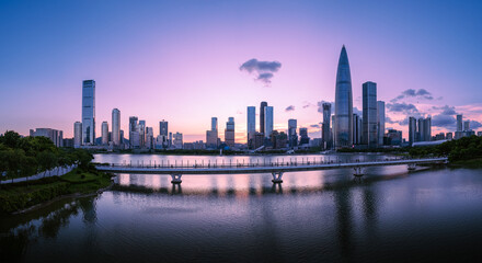 Obraz premium city skyline at sunset