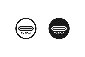 Type C data cable icon or USB Type C icon Vector Isolated. Type C data cable icon for websites, product packaging design element, and more.