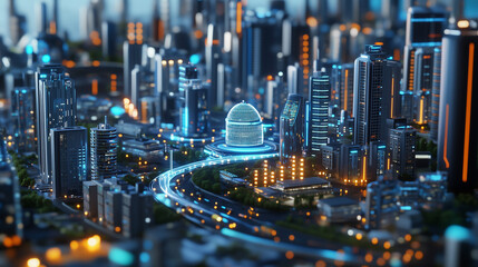 Naklejka premium AI-Driven Smart City System with Integrated Sensors and Data Analytics for Efficient Urban Management and Real-Time Monitoring