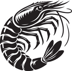 Obraz premium Shrimp Silhouette isolated on white background Minimalist crayfish vector shape