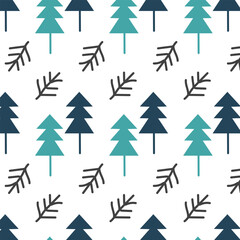 seamless winter pattern design with trees