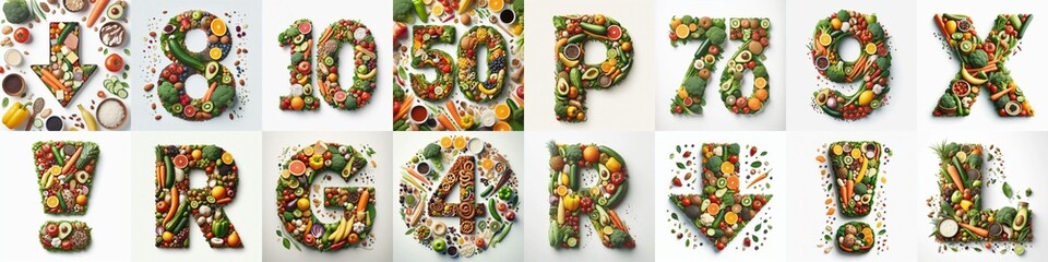 Healthy food Lettering Typeface. AI generated illustration