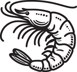 Shrimp Silhouette isolated on white background Minimalist crayfish vector shape