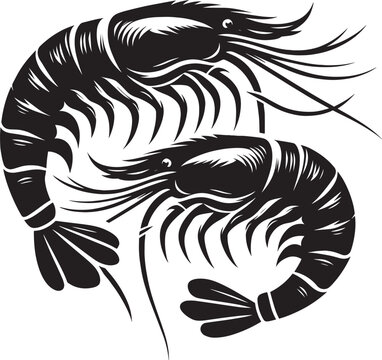 recommend clip art: Shrimp Silhouette isolated on white background Minimalist crayfish vector shape