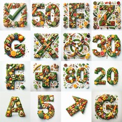 Naklejka premium Healthy food Lettering Typeface. AI generated illustration