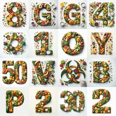 Naklejka premium Healthy food Lettering Typeface. AI generated illustration