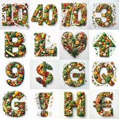 Naklejka premium Healthy food Lettering Typeface. AI generated illustration