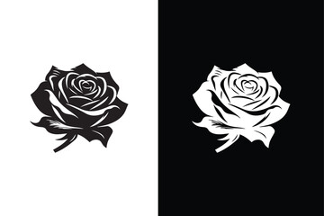 Rose vector icon silhouette. Rose flower vector illustration