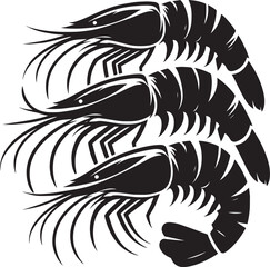 Shrimp Silhouette isolated on white background Minimalist crayfish vector shape