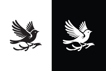 Bird icon silhouette vector element for design. Bird silhouette icon vector illustration black