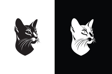 Cat icon Silhouette vector Illustration. Silhouette of cat on white black background