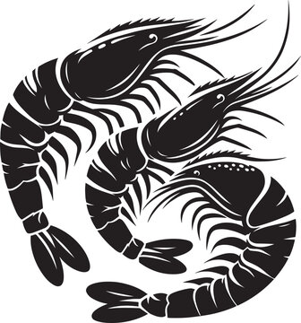 recommend clip art: Shrimp Silhouette isolated on white background Minimalist crayfish vector shape