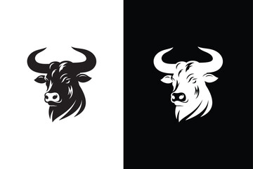 Bull Head silhouette icon. strength and perseverance symbol. Vector bull icon for logo