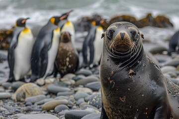 Marine mammals and flightless birds inhabit the southern coastal region.