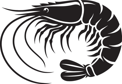 recommend clip art: Shrimp Silhouette isolated on white background Minimalist crayfish vector shape