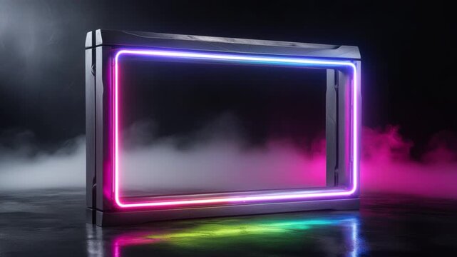 Colorful neon frame on dark background