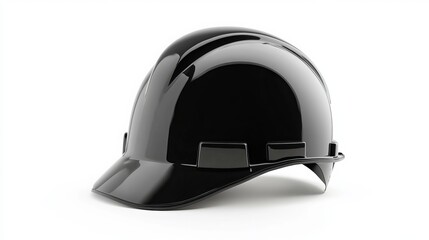 Fototapeta premium Single black protective helmet isolated on a white background