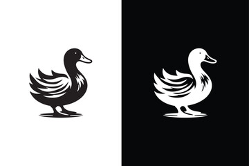 Duck Icon silhouette Flat Design. Simple duck icon design template vector