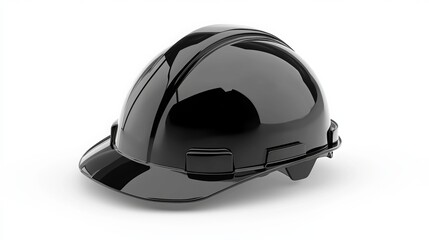 Fototapeta premium Single black protective helmet isolated on a white background