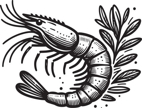 recommend clip art: Shrimp Silhouette isolated on white background Minimalist crayfish vector shape