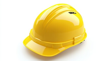 Fototapeta premium Single yellow protective helmet isolated on a white background
