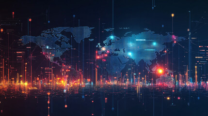 Fototapeta premium Economic data visualizations forecasting global trade trends