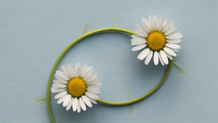 Daisies on Soft Blue Background