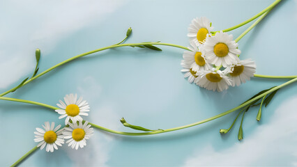 Daisies on Soft Blue Background