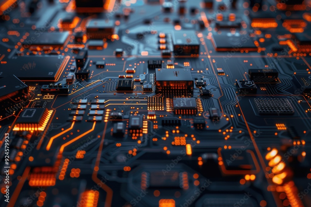 Poster A detailed shot of a computer's internal workings, showing the circuitry and components