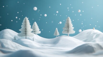 Miniature Winter Wonderland with Snowy Hills and Trees