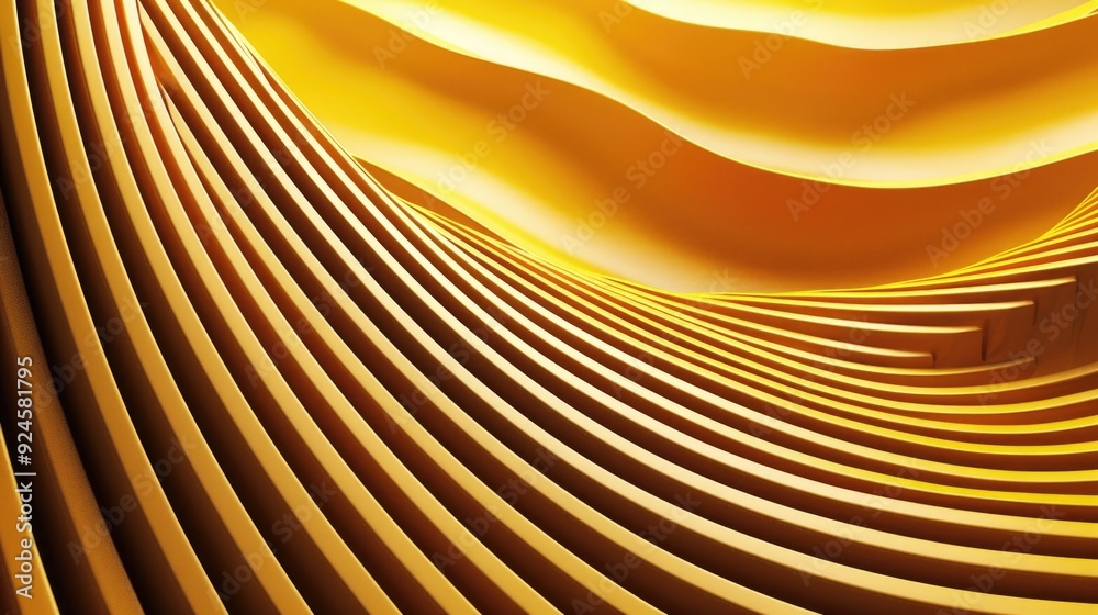 Poster yellow wall with curved lines and texture