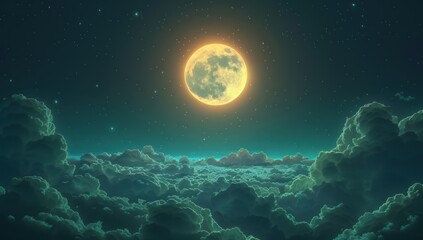 Full Moon Above the Clouds