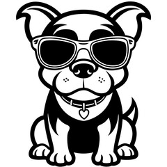 cute dog wearing sunglasses vector,dog silhouette