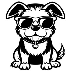 cute dog wearing sunglasses vector,dog silhouette