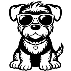 cute dog wearing sunglasses vector,dog silhouette