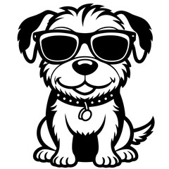 cute dog wearing sunglasses vector,dog silhouette