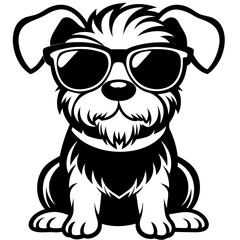 cute dog wearing sunglasses vector,dog silhouette