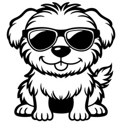 cute dog wearing sunglasses vector,dog silhouette