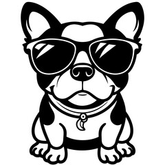 cute dog wearing sunglasses vector,dog silhouette