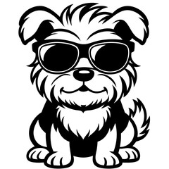 cute dog wearing sunglasses vector,dog silhouette